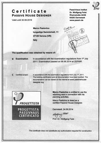 Designer Certificato Passive House